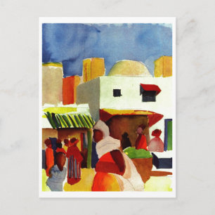 August_Macke - Algier Market 1914 Canvas Postcard