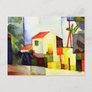August Macke Bright House Watercolor Painting Postcard