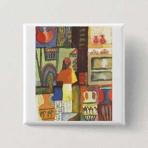 August Macke - Dealer with Jugs 1914 Jug Vendor 15 Cm Square Badge