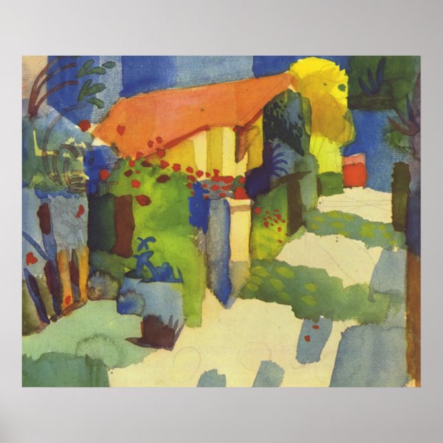 August Macke - House in Garden 1914 Waterolor Poster (Front)