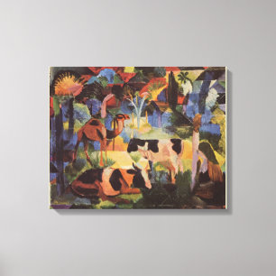 August Macke Landscape with Cows and Camel Canvas Print