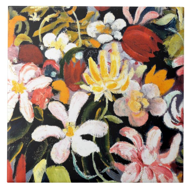 August Macke painting, Carpet of Flowers Tile (Front)