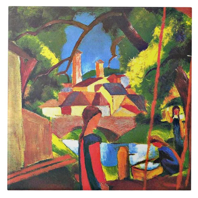 August Macke painting, Children at the Fountain Tile (Front)