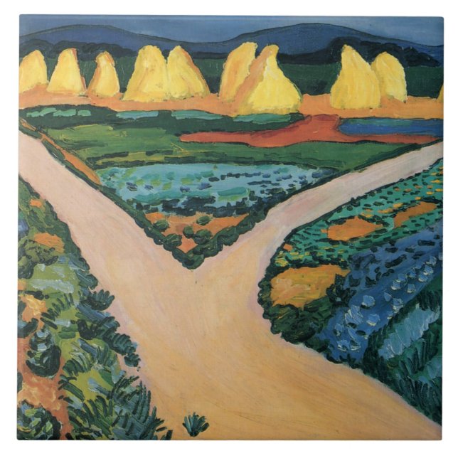 August Macke painting, Vegetable Fields Tile (Front)
