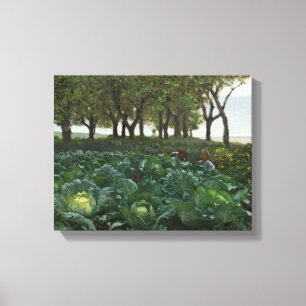 August Malmstrom - Children Playing in the Garden Canvas Print