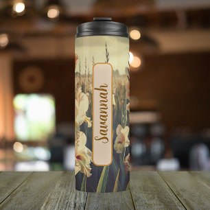 August Month FLower Gladiolus 16 oz Skinny Thermal Tumbler