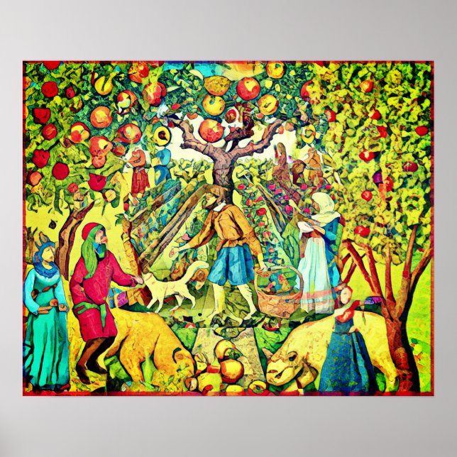 August Naive Folk Art Summer Celebration Poster (Front)