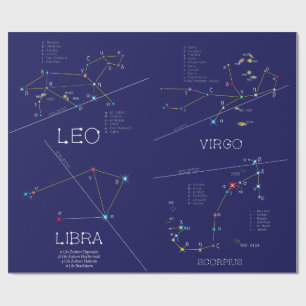 August - November Zodiac Constellations Wrapping Paper