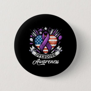 August Overdose Awareness Purple Ribbon Drug Addic 6 Cm Round Badge