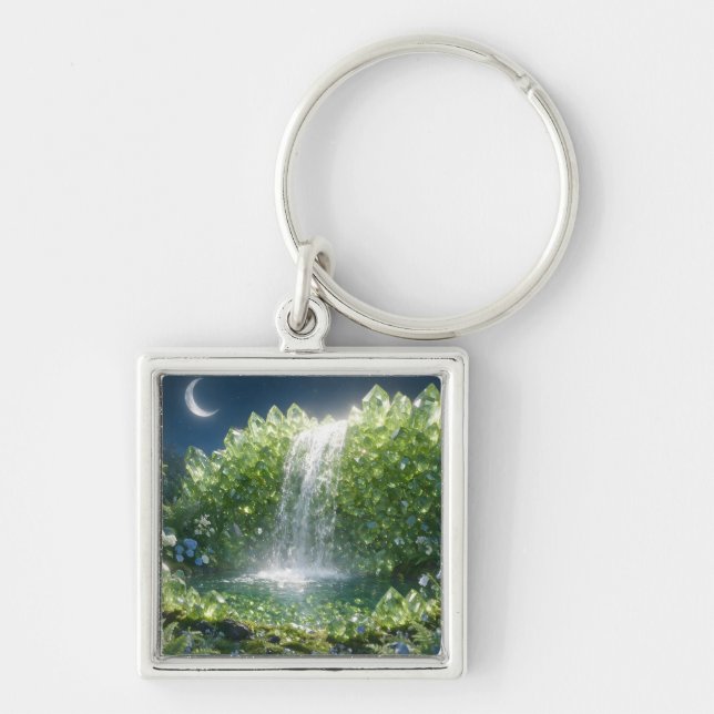 August Peridot Waterfall Key Ring (Front)