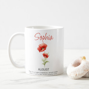 August Personalised Birth Flower Coffee Mug