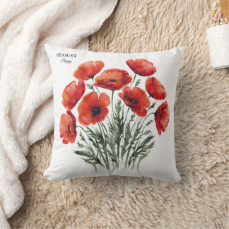 August Poppy Bloom - Personalized Birthday Gift Cushion