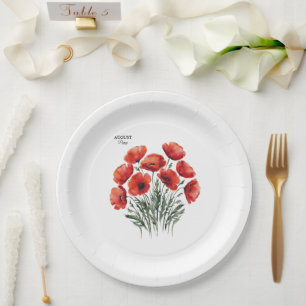 August Poppy Bloom - Personalized Birthday Gift Paper Plate