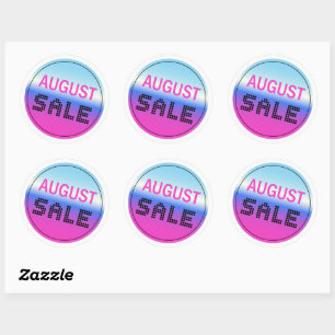 August Sale Gradient Holographic Style Sticker Set