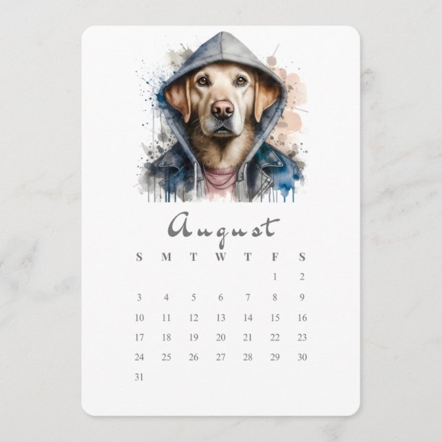 August Stand-Alone Calendar Dog Splash Art Menu (Front)