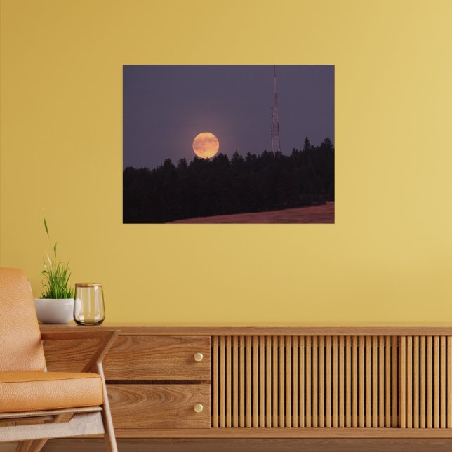 August Supermoon over Paradise Ridge Poster (Living Room 2)