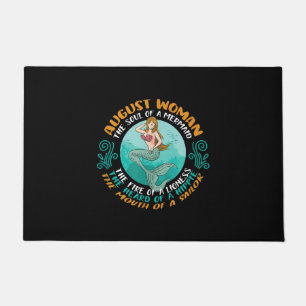 August Woman Soul Of Mermaid Leo Zodiac Birthday Doormat