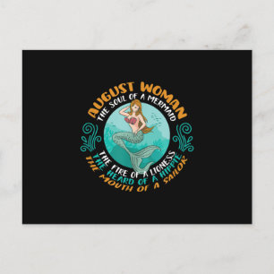 August Woman Soul Of Mermaid Leo Zodiac Birthday Postcard