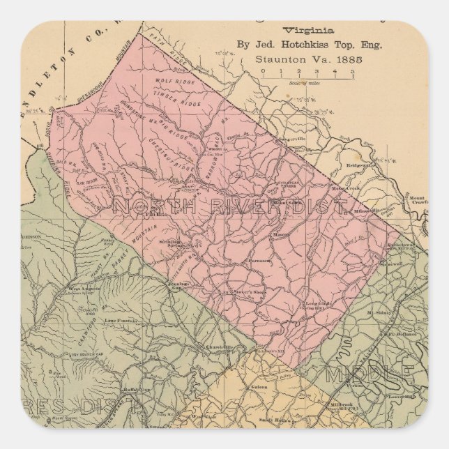 Augusta County, Virginia 2 Square Sticker (Front)
