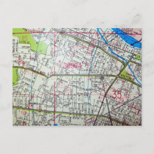 AUGUSTA, GA Vintage Map Postcard