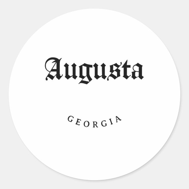 Augusta Georgia Black Font Classic Round Sticker (Front)