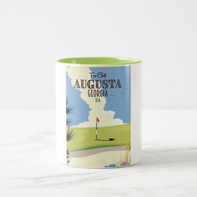 Augusta Georgia Golf Poster Two-Tone Coffee Mug (Center)