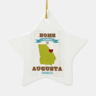 Augusta, Georgia Map – Home Is Where The Heart Is Ceramic Tree Decoration