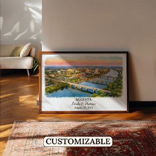 Augusta Georgia Poster, Watercolor, Custom Poster