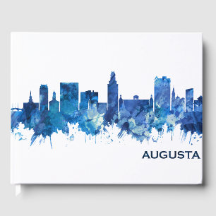 Augusta Georgia Skyline Blue Guest Book