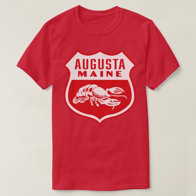 Augusta Maine Retro  Shield White T-Shirt (Design Front)