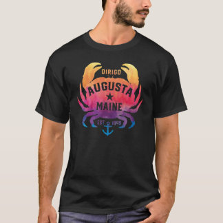 Augusta Maine Souvenir Dirigo Crab Cute Rainbow Ti T-Shirt