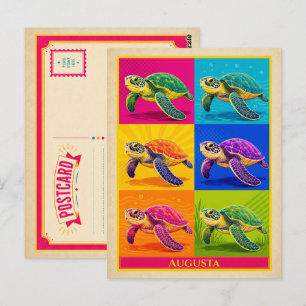 Augusta Postcard Georgia Sea Turtle Vintage Pop Ar