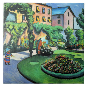Auguste Macke - Gartenbild, popular painting, Tile