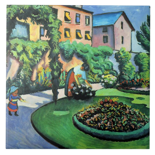 Auguste Macke - Gartenbild, popular painting, Tile (Front)