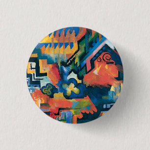 Auguste Macke - Homage To Bach Abstract Modern Art 3 Cm Round Badge