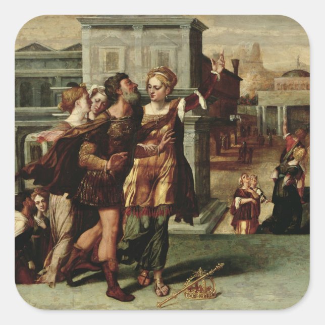Augustus  and the Tiburtine Sibyl, c.1540-50 Square Sticker (Front)