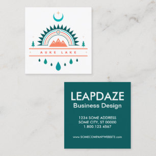 auke lake alaska rainbow moon square business card