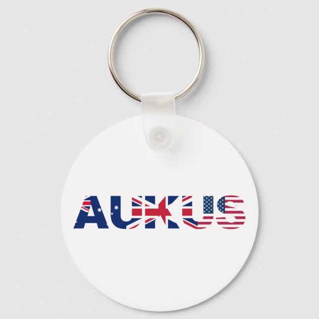 AUKUS AU UK US Security Pact Alliance Flags Key Ring (Front)