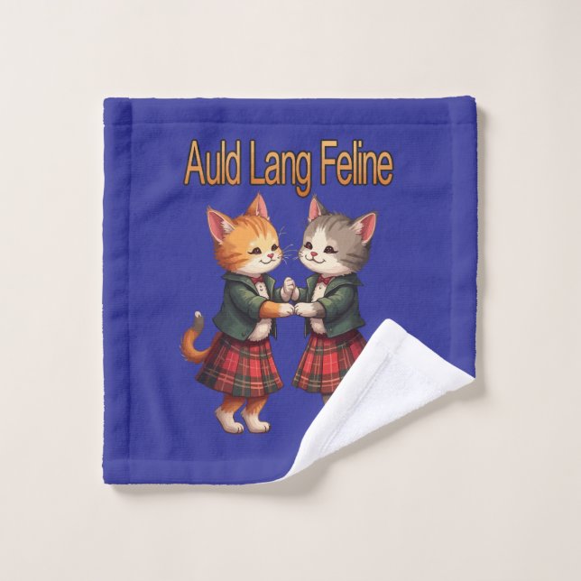 Auld Lang Feline Orange Cats Dancing Ceilidh  Bath Towel Set (Wash Cloth)