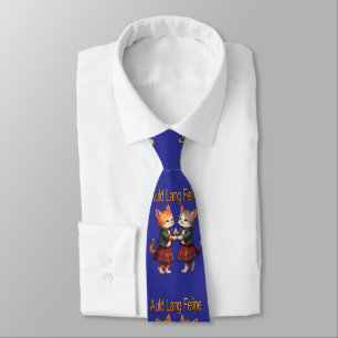 Auld Lang Feline Orange Cats Dancing Ceilidh Tie
