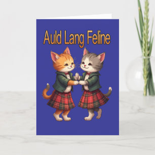 Auld Lang Feline Orange Cats Dancing Greeting Card
