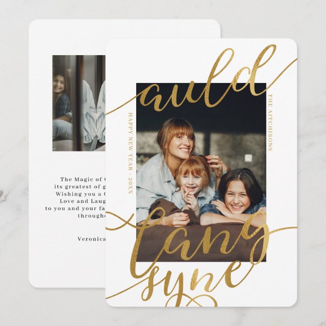 Auld Lang Syne | Gilded Calligraphy Photo Card (Front/Back)
