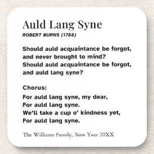 Auld Lang Syne Lyrics New Year's Eve Personalized Coaster
