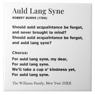 Auld Lang Syne New Year Party Words Personalized Tile