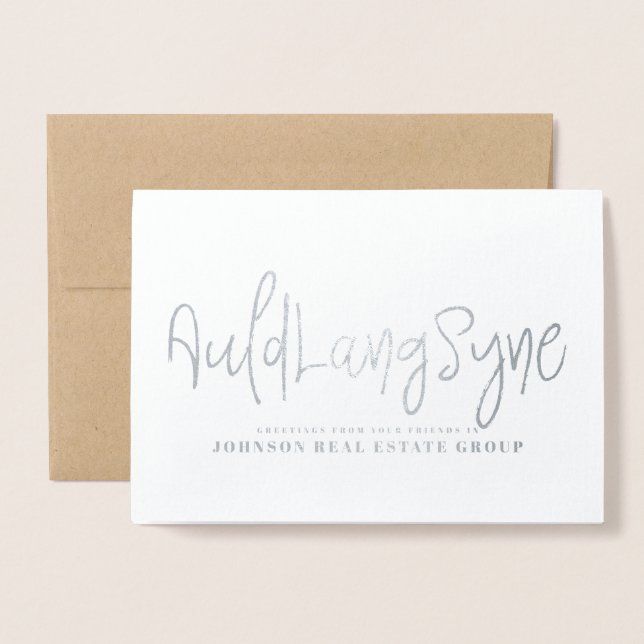 Auld Lang Syne Typography | Holiday Greetings Foil Card (Front With Envelope)