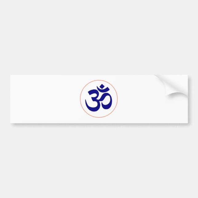 Aum or Om Symbol (Blue with Coral Ring) Bumper Sticker (Front)