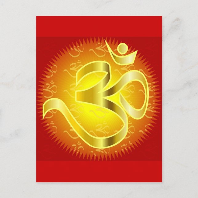 Aum or Om Symbol in yellows & reds Postcard (Front)