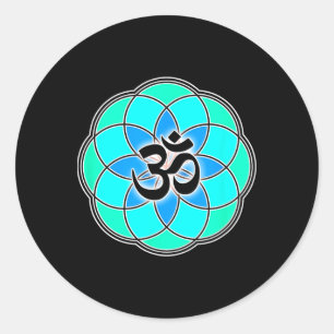 Aum Sign Yoga Meditation Seed Of Life Flower Of Li Classic Round Sticker