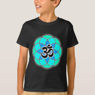 Aum Sign Yoga Meditation Seed Of Life Flower Of Li T-Shirt