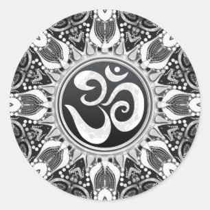 Aum Star Black+White Mandala Sticker